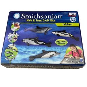 Smithsonian Mold & Paint Craft Kit Dolphins 4 Magnets Kids Art Activity Set NEW